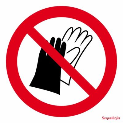 Señal Prohibido el uso de guantes