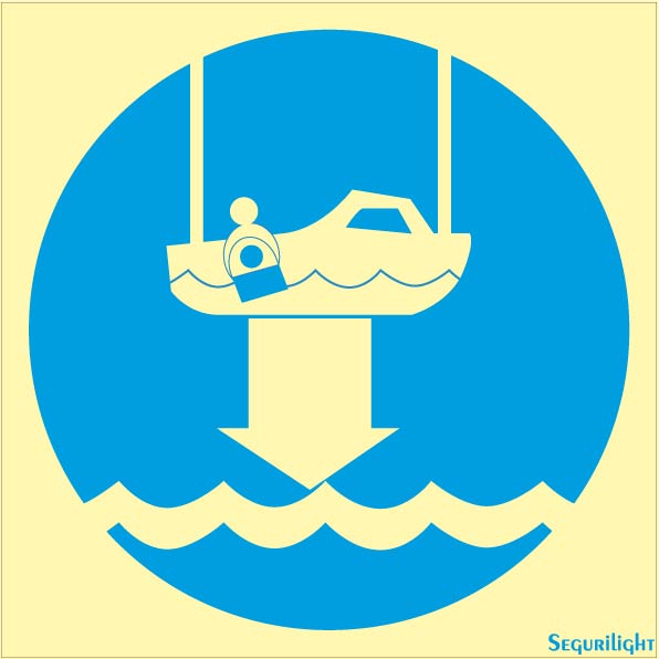 Señal IMO arrien bote de rescate