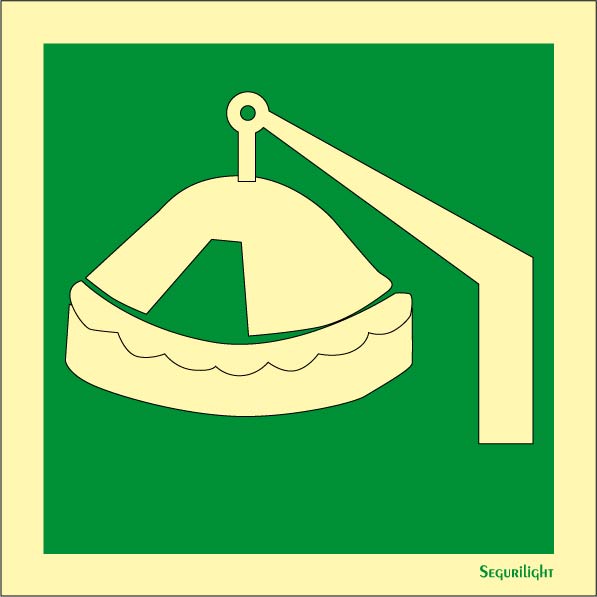 Señal IMO balsa salvavidas arriable con pescante