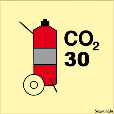 Señal IMO carro extintor de CO2 de 30kg.