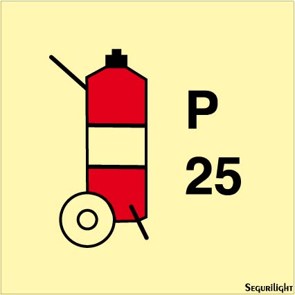 Señal IMO carro extintor de polvo de 25 kg.