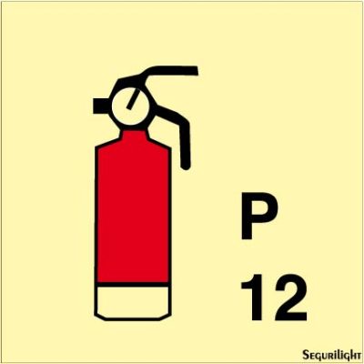 Señal IMO extintor de polvo de 12kg.