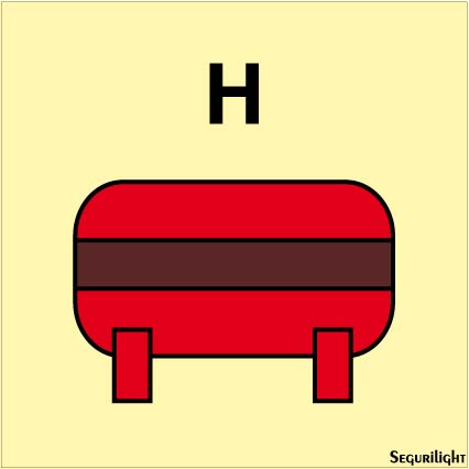 Señal IMO instalación contra incendios de gas